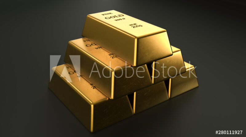 representación 3d de lingotes de oro apilados.